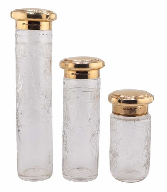 JEWELRY English 9ct Gold & Cut Glass Vanity Bottle (1 of 8)