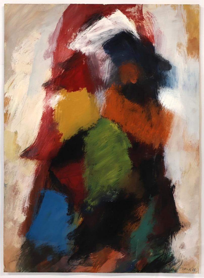 EUGENE BRANDS (DUTCH, 1913-2002).: Untitled' (Abstract Color Mound). 1966. Gouache on paper. Signed and dated lower right. Property of a Greenwich, CT collection. Dimensions: 25.50" h x 18.50" w. Frame: 31.125" h x 24.125" w.