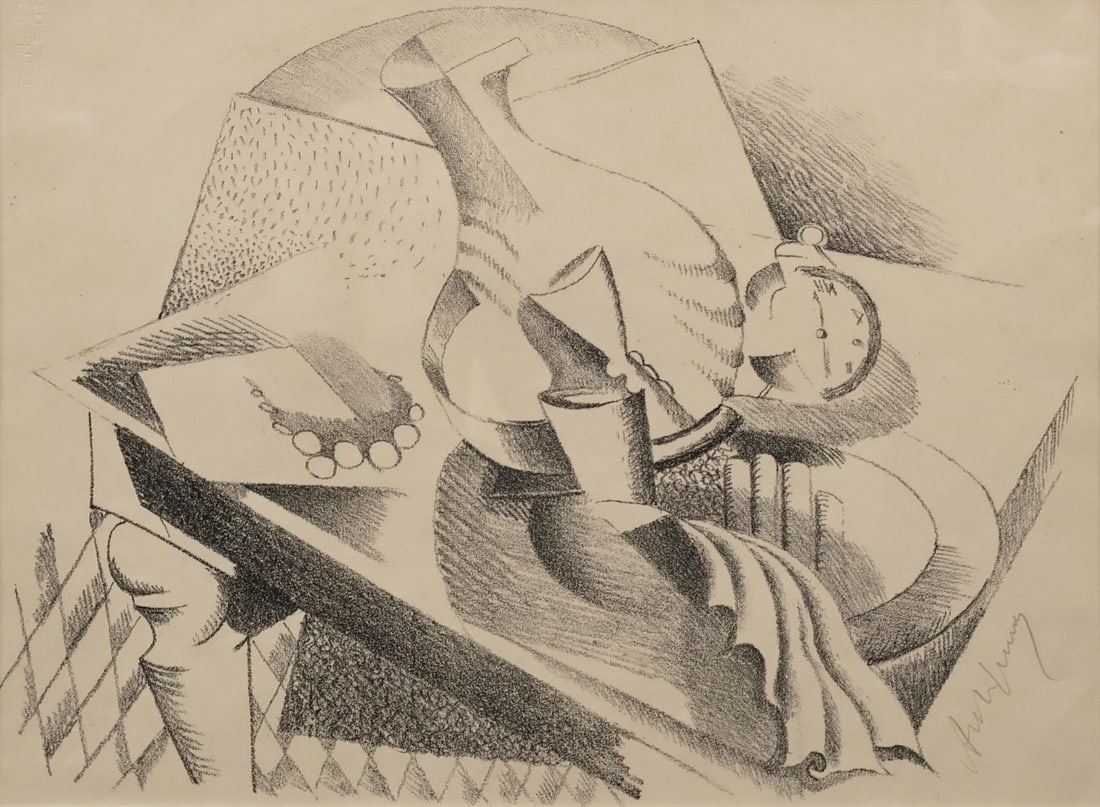 ALEXANDER ARCHIPENKO (UKRAINIAN / USA, 1887-1964).: Still Life (Stilleben-from Die Schaffenden). 1922. Lithograph, on machine-made Butten paper. Signed lower right in pencil. From an edition of 100 on this paper (there were also 25 impressions on Japon