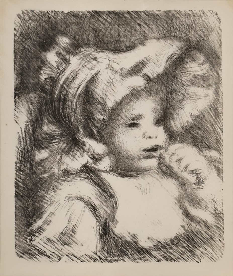 PIERRE-AUGUSTE RENOIR (FRENCH, 1841-1919).: L'Enfant au Biscuit' (Child with a Biscuit). 1899. Lithograph on woven paper. Note: The child portrayed is Jean Renoir, the artist's second son, born on September 15th 1894, who later became a celebra