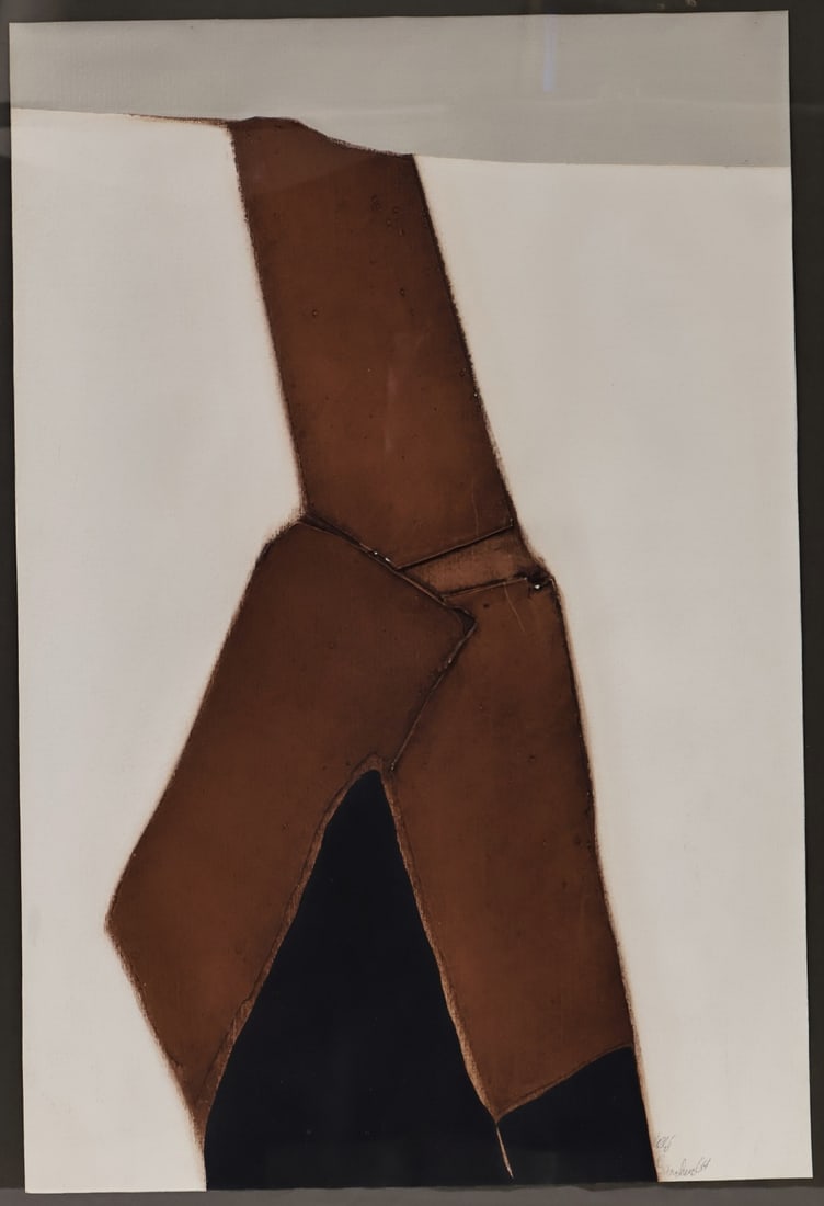 ANDRE EYSACKERS (DUTCH-CANADIAN, 1928- 2000).: Untitled' (Brown, Black, and White Abstract). 1964. Mixed media collage. Signed and dated lower right. Property from a New Rochelle, NY estate. Dimensions: 27" h x 18" w. Frame: 30.75" h x 22.75" w.