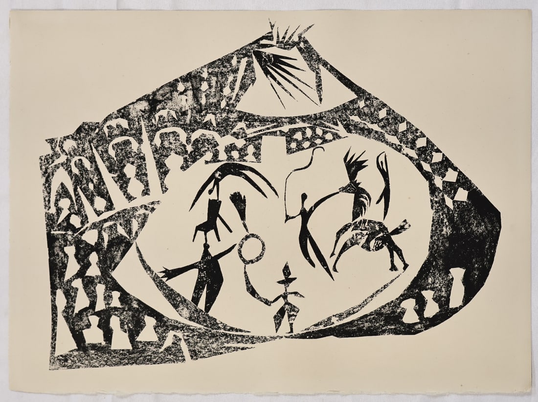 PABLO PICASSO (SPANISH, 1881-1973).: Le Cirque' (The Circus). 1945. Lithograph on wove paper, the first state (of 2), before the retouching of horse and the spectators, one of 18 artist's proofs (aside from the signed and numbered editio