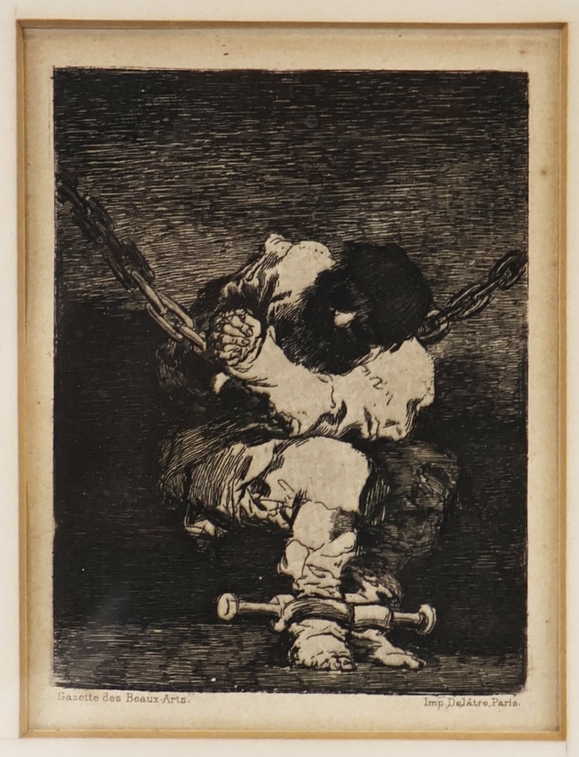 FRANCISCO GOYA (SPANISH, 1746-1826).: The Little Prisoner'. Etching on paper. A reprint in the Gazatte des Beaux-Arts, 1867. Literature: Harris 26 III. Property of a Hartsdale, NY estate. Dimensions: Sight: 4.75" h x 3.25" w. Frame: 12.37