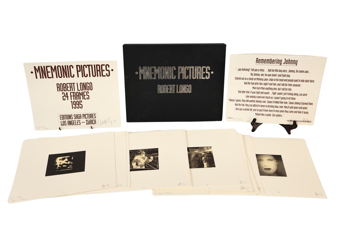 ROBERT LONGO (AMERICAN, b. 1953) [PORTFOLIO].: Mnemonic Pictures Portfolio ( complete with 24 works), 1995. Photolithographs in black and white/tones on creme wove paper. Signed, dated and numbered 'AP 21/26'; Each initialed, dated, editioned, and