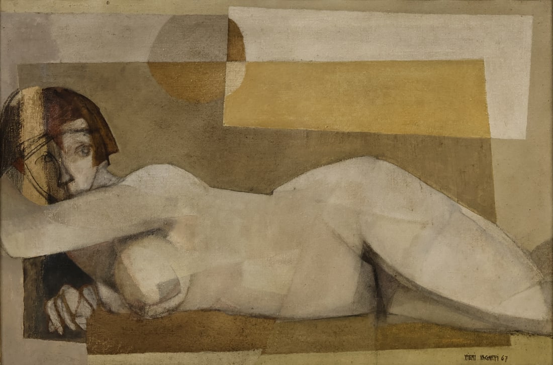 VIERI VAGNETTI (ITALIAN, 1936-1994).: Nuda ili Dorme' (She Sleeps Naked). 1967. Oil on canvas. Signed and dated lower right. Verso: Signed, titled, and dated on canvas. Provenance: Galleria Schneider, Rome, IT; Andreas Galleries, Vienna, 