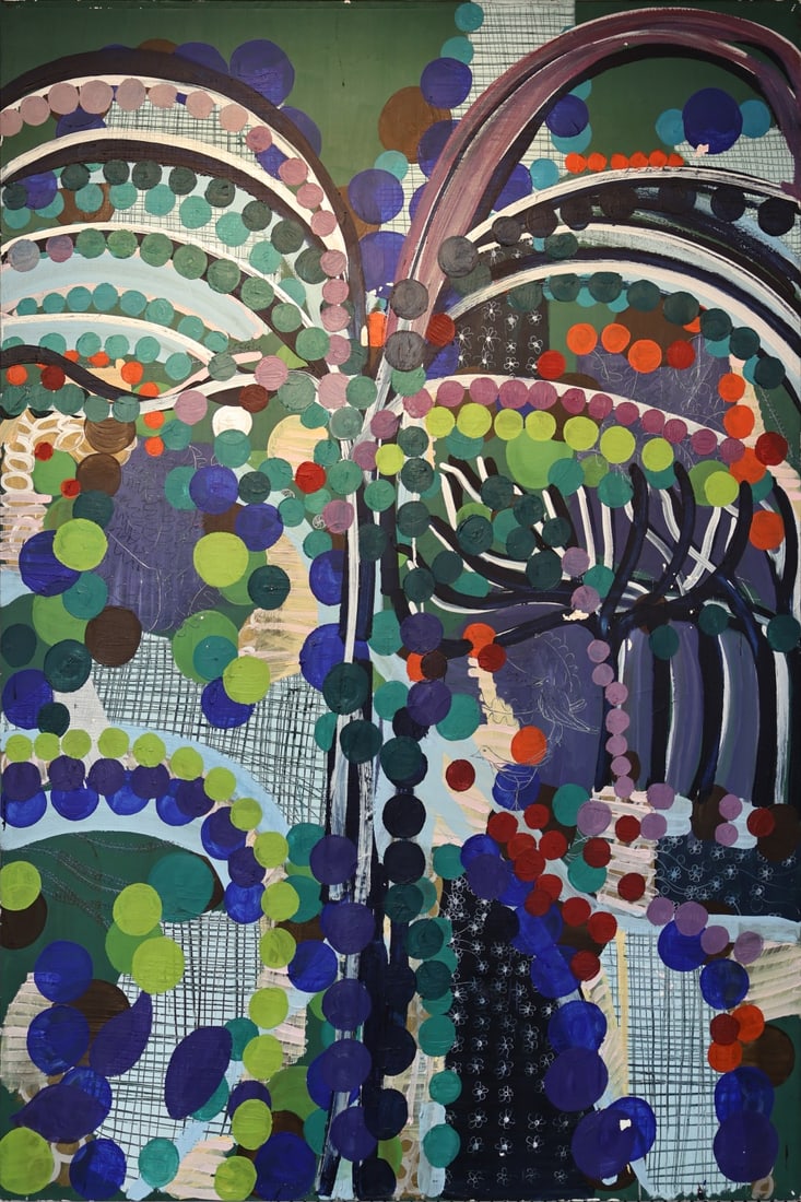 ALEJANDRA ICAZA (SPANISH, B. 1966).: The Tree'. Oil and wax on canvas. From a Chelsea, NYC collection. Dimensions: 88" h x 59" w. (unframed).