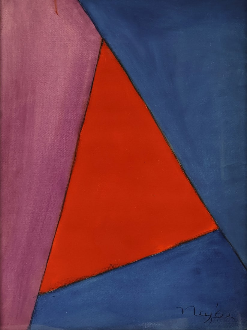 LLOYD RAYMOND NEY (AMERICAN, 1893-1965).: Untitled' (Geometric Abstract). 1962. Mixed media. Signed and dated lower right. Property of an Old Lyme, CT collection. Dimensions: 23.50" h x 17.75" w. Frame: 26.25" h x 20.50" w .
