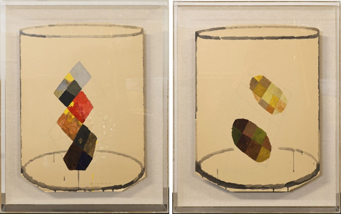 SHIN SUNG HY (KOREAN, 1948-2009). [2 WORKS].: (i) '88050'. 1988. Mixed media on paper collage. Signed and dated lower right. Titled lower left. (ii) '89017'. 1989. Mixed media on paper, collage. Signed, dated and titled lower center. Provenance: 