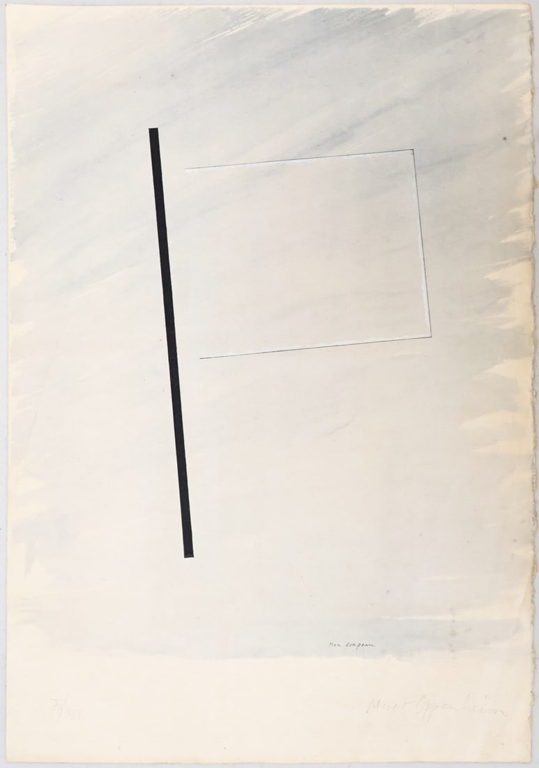 MERET OPPENHEIM (SWISS, 1913-1985).: Mon Drapeau' (My Flag). 1974. Lithograph in color. Signed and Edition 'XI/XXV' lower margins in pencil. Property of an Old Lyme, CT collection. Dimensions: 19.50" h x 13.50" w. (unframed).