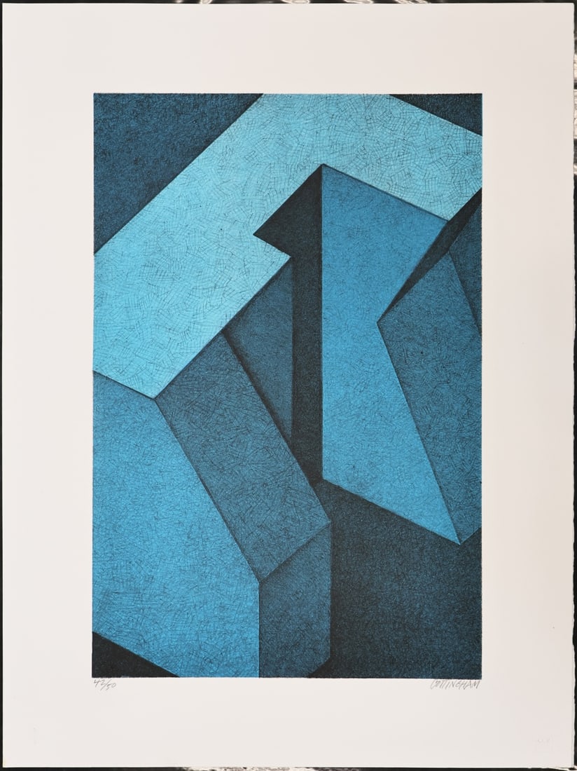 ROBERT COTTINGHAM (AMERICAN, b. 1935).: Untitled' (from Components Series). Lithograph in color on arches. Signed and numbered '42/50' lower margins in pencil. Blind stamps lower corners. Co-published by Center for Contemporary Printmaking 