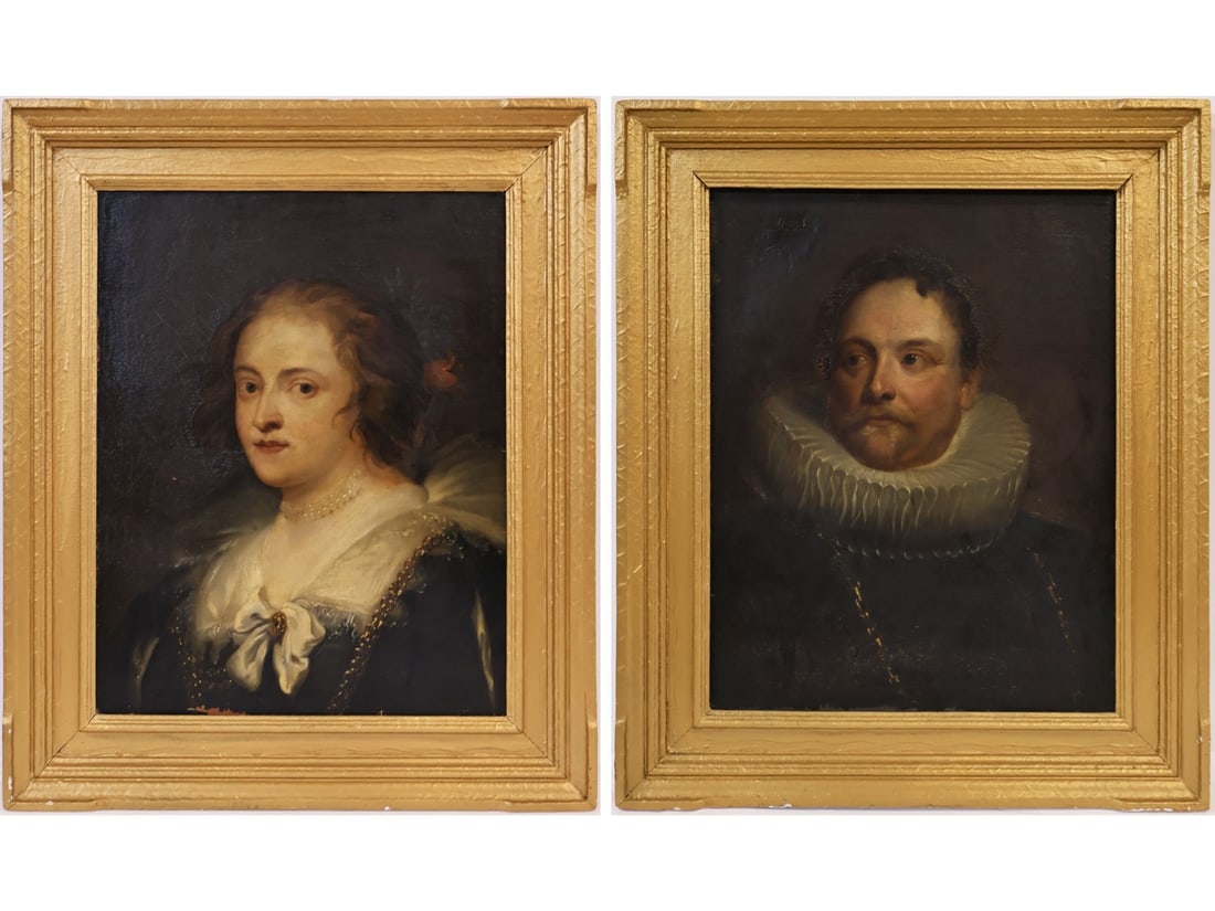 SIR ANTHONY VAN DYCK (AFTER) (1599-1641)[2 WORKS].: Two Works: (i) Portrait of Countess Amalia of Solms-Braunfels (1602–1675). Oil on canvas; (ii) Portrait of Jean de Montfort (1567-1648). Oil on canvas. Property of a Larchmont, NY collection. Di