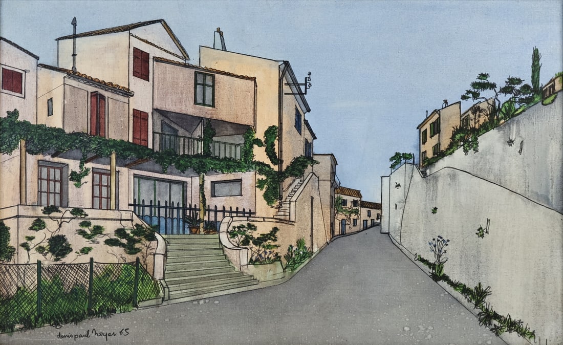 DENIS PAUL NOYER (FRENCH, b. 1940).: Bonnieux en Provence. Oil on canvas. Signed lower left. Property from a Manhattan, NYC estate. Dimensions: 15" h X 24" w. Frame: 22.75" h x 31.75" w.
