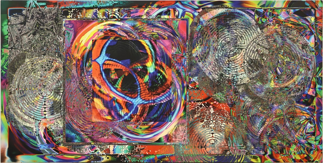 ILENE "IS" SCHUSTER (AMERICAN, 1948-2016).: Peace and Harmony (from Manifestation Series). 2012. Giclee on canvas. Verso: Signed and dated in black marker on canvas. Note: Is Schuster (aka Ilene Schuster formerly Ilene Goss) was born on July 12