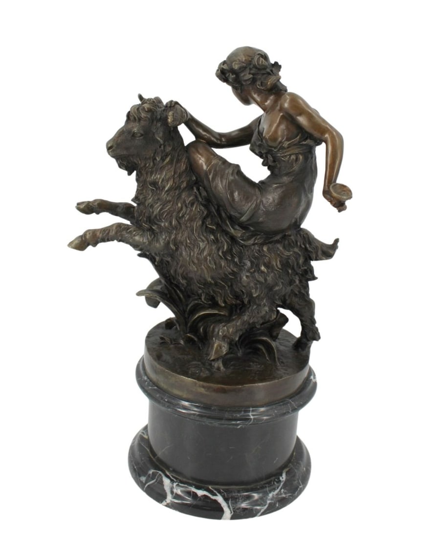 UNSIGNED Large Bronze Sculpture.: Large with brown patina and raised on marble base. From a New Jersey estate. - Dimensions: 20" h.