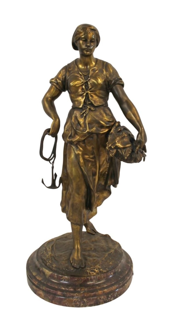 EMILE LOUIS PICAULT (FRENCH, 1833-1915).: Large and finely executed bronze figure with nice original gilt patina. Signed on base. From a Westchester County, NY estate. - Dimensions: 24" h.