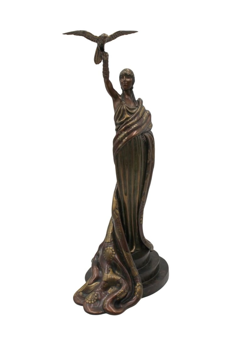 ERTE [ROMAIN DE TIRTOFF] (US/RUSS, 1892-1990).: Patinated bronze 1980; ed. 49/250; signed "Erte", numbered, dated and inscribed "R.K.P Int. Corp" and with their cypher. From a Madison Ave, NYC estate. - Dimensions: 18.25" h x 10" w x 6" d.