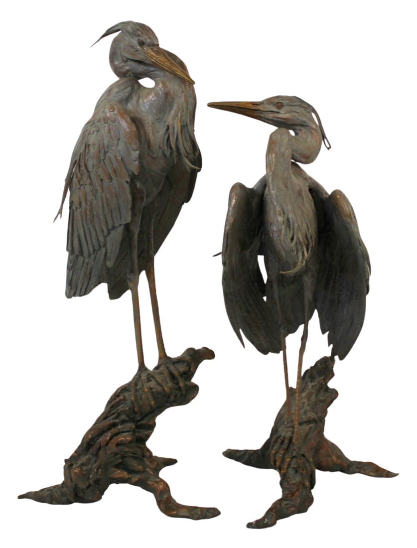 KEN ROWE (USA, b. 1954).: "Once in a Blue Moon". 2 Bronze sculptures signed and from an edition of 35. From a Yonkers, NY collection. Dimensions: 22.5" h x 9" w x 11" d, and 18.5" h x 6.5" w x 8.5" d.