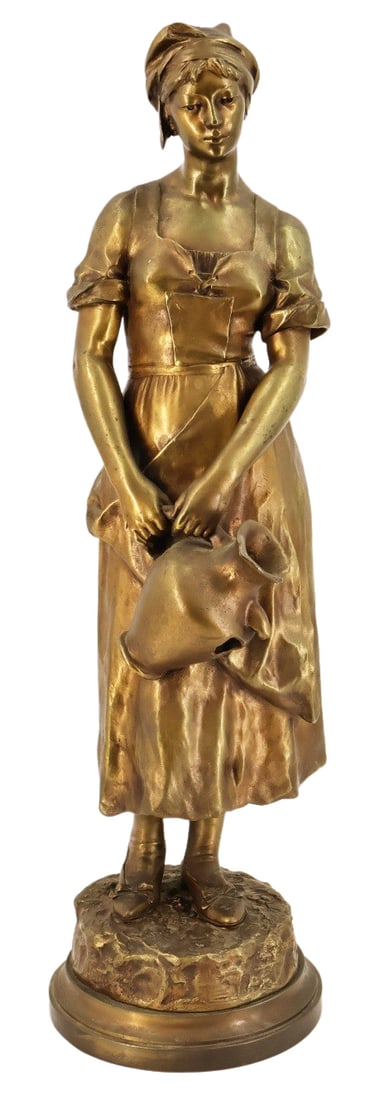 ANATOLE JEAN GUILLOT (France, 1865-1911).: Large gilt bronze sculpture. Signed on base. From a Bronx, NY estate. - Dimensions: 32" h.