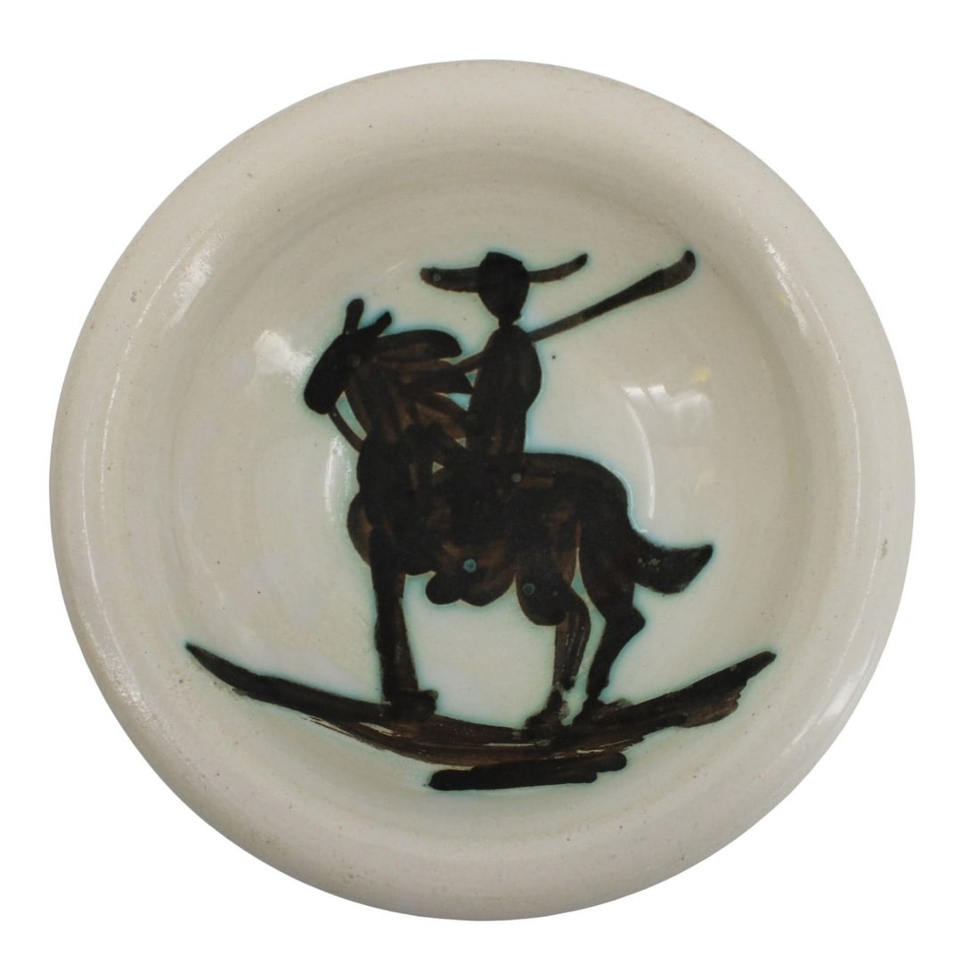 PABLO PICASSO (Spain, 1881-1973).: Picasso Madoura ceramic "Picador" bowl from an edition of 500 created in 1952, marked edition Picasso in slip and impressed with the Madoura logo and impressed edition Picasso. From a Portchester, NY