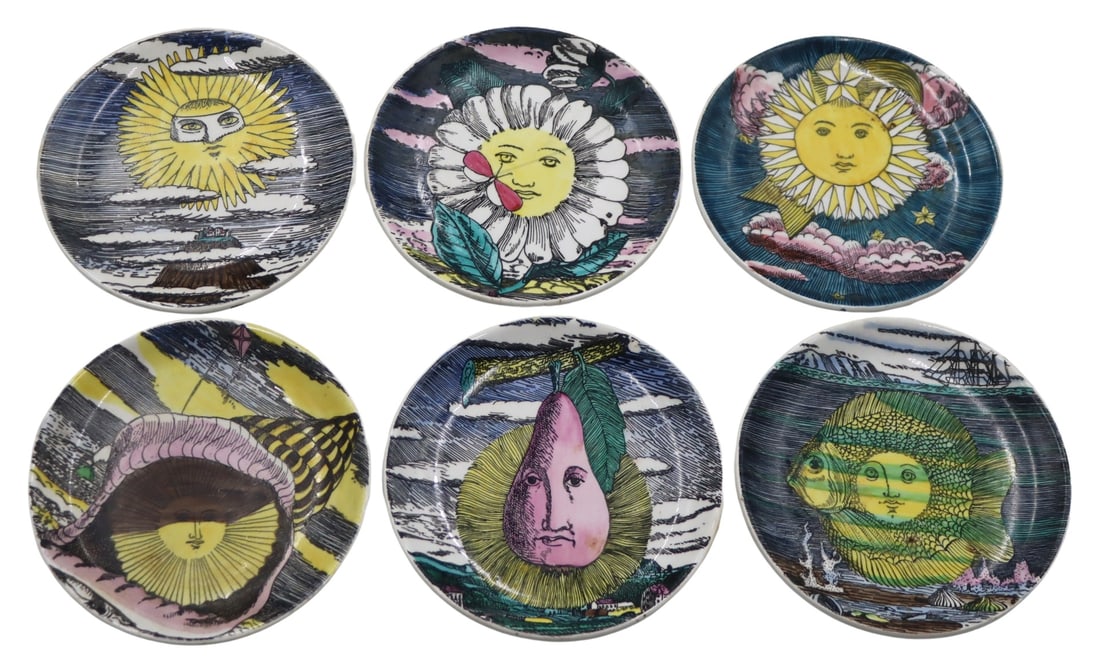 (6) Piero FORNASETTI Ceramic Coasters. (1 of 10)