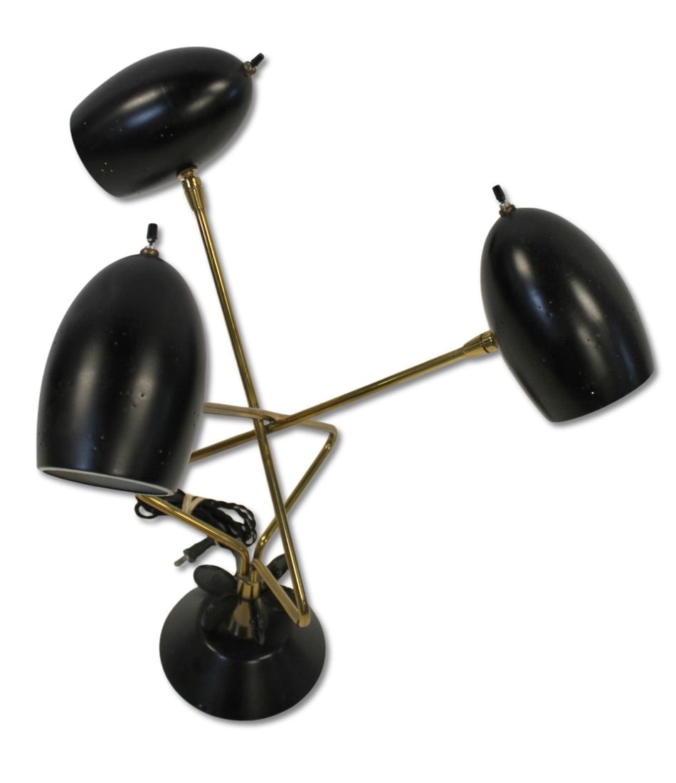 Vintage Italian Brass & Enameled Table Lamp.: Possibly Midcentury. From a Queens, NY estate. - Dimensions: 24"h x 23"w
