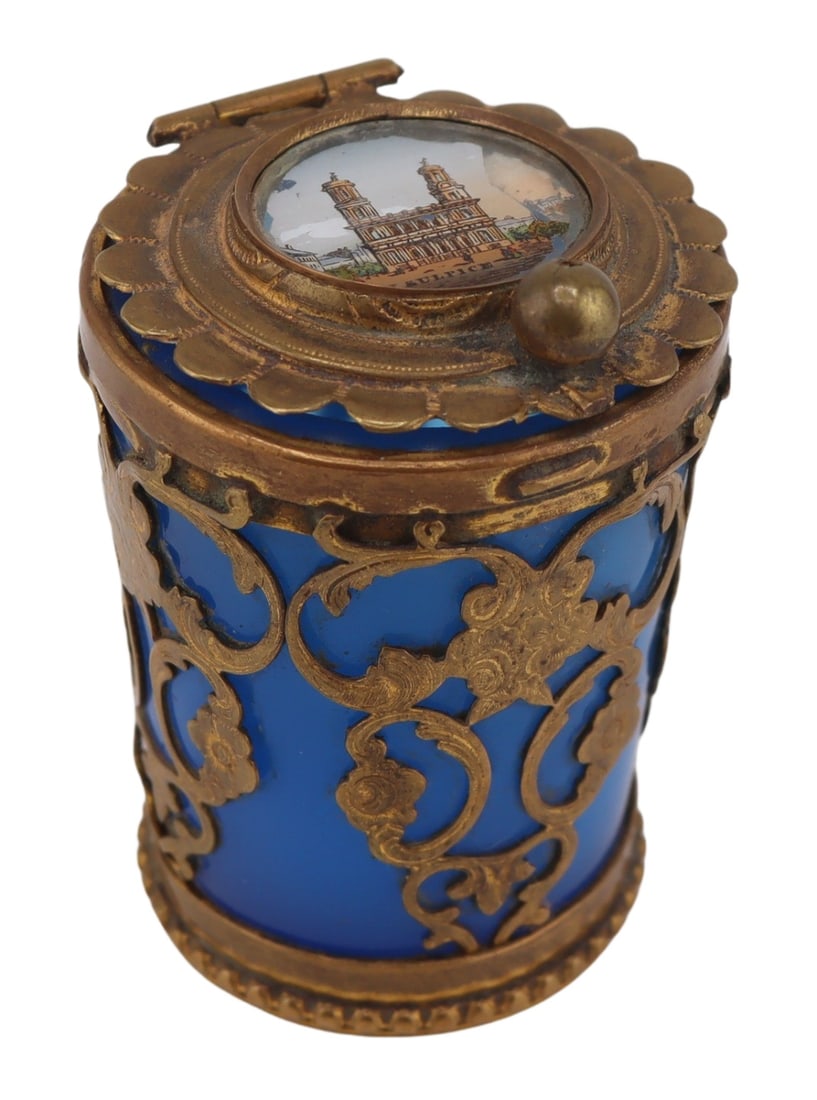 Antique Blue Opaline Glass and Reverse Painted (1 of 8)