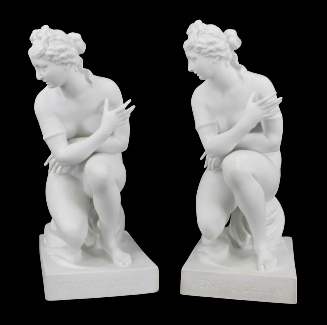 Richard Ginori Venere Della Conchiglia Figures.: From a Scarsdale, NY collection. - Dimensions: 12" h.