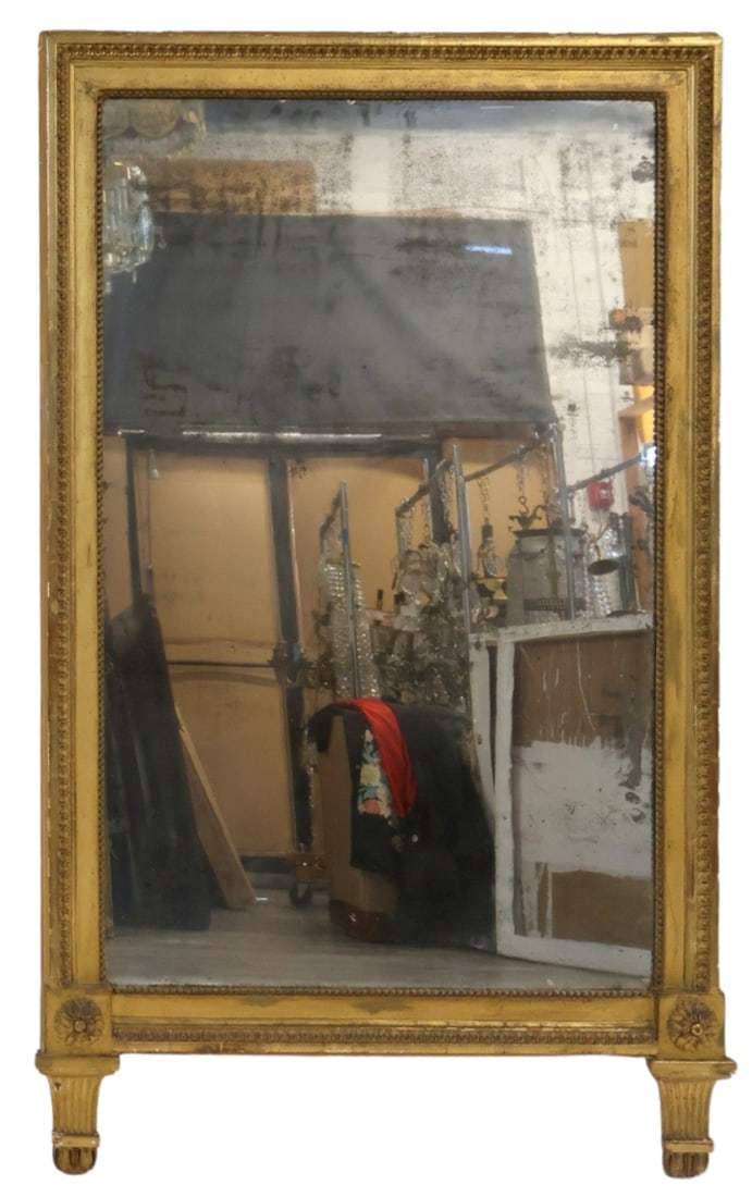 Antique Carved Giltwood Over Mantel Mirror.: A large and original mirror. From a Garden City, Long Island estate. - Dimensions: 60" h x 38" w.