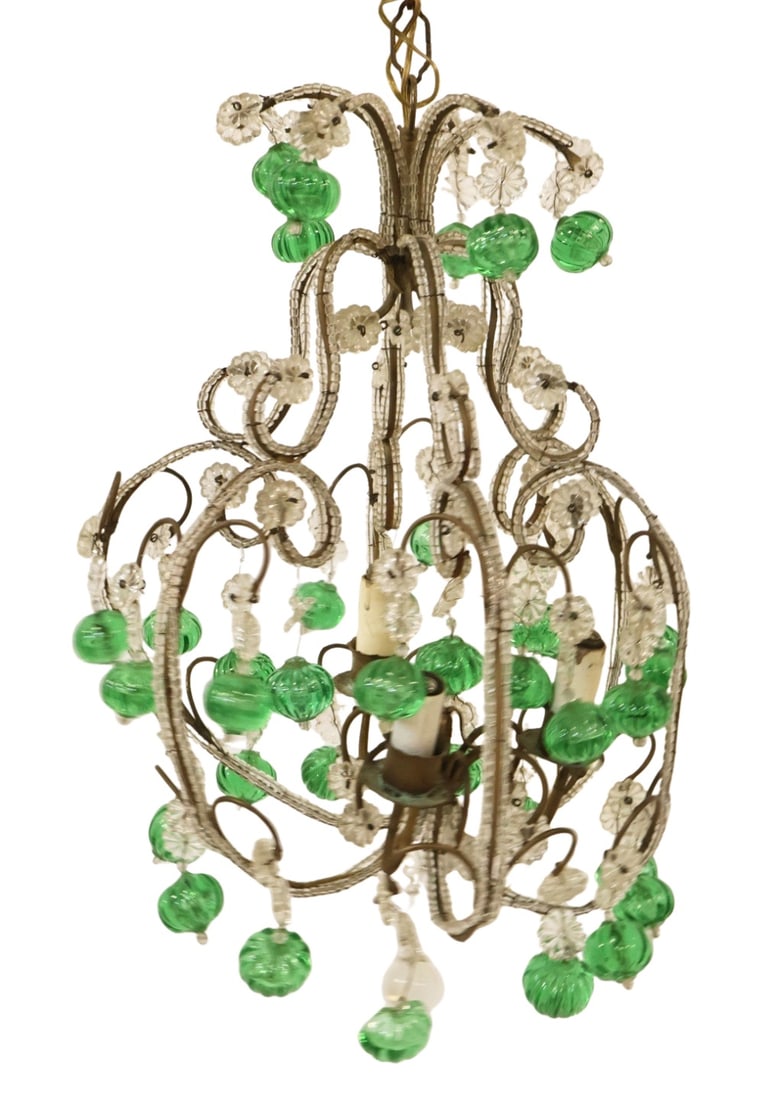 Midcentury Beaded Chandelier.: From a Southbury, CT estate. - Dimensions: 21" x 12"