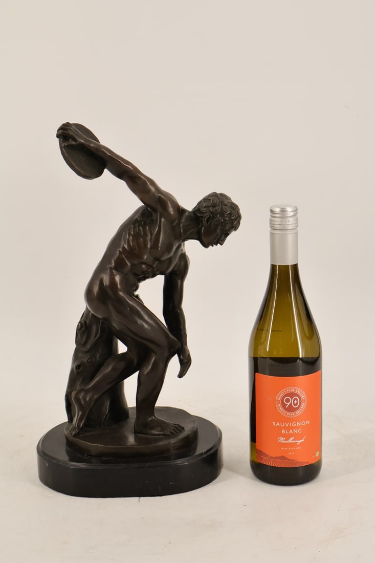 Unsigned Bronze Discus Thrower Sculpture - 10