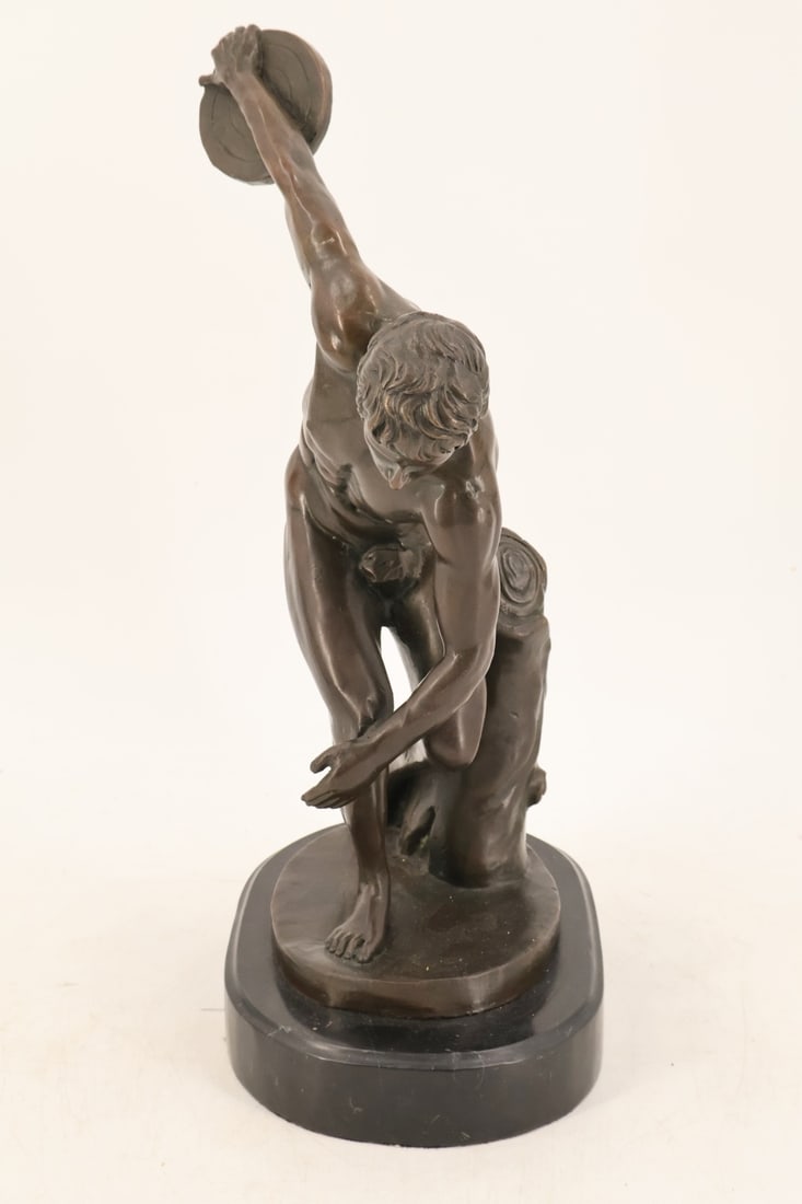Unsigned Bronze Discus Thrower Sculpture - 3