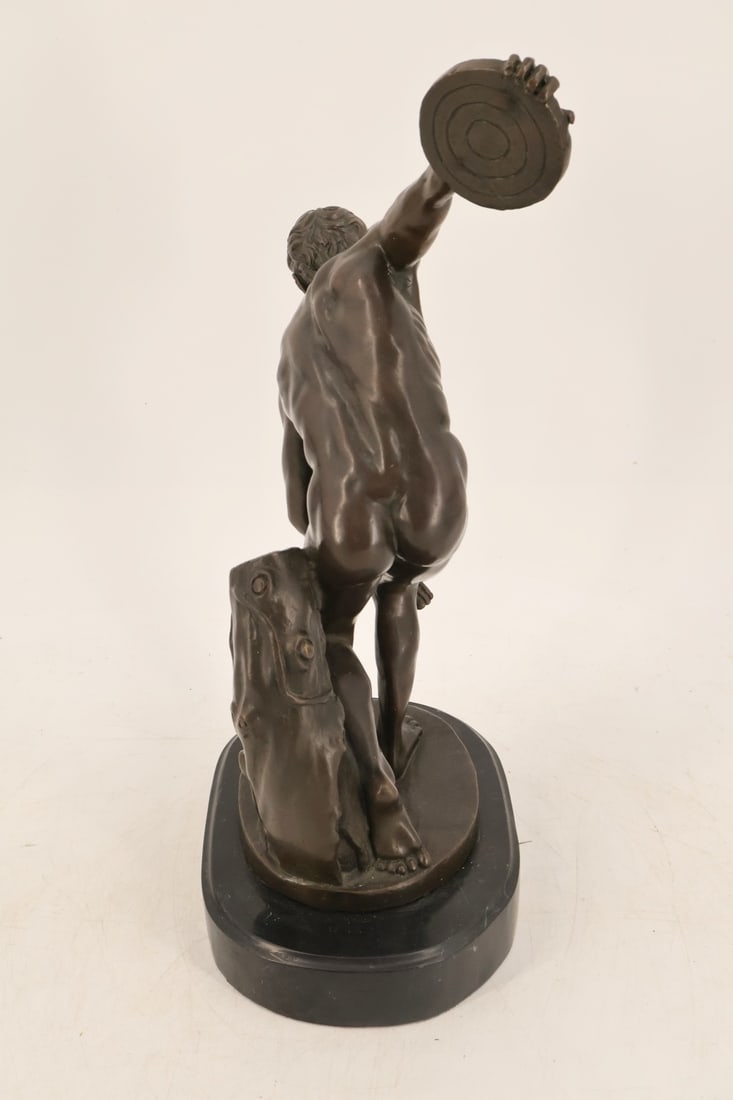 Unsigned Bronze Discus Thrower Sculpture - 5