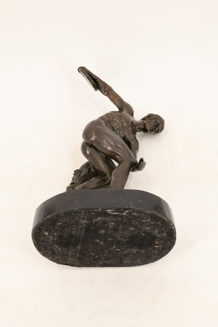 Unsigned Bronze Discus Thrower Sculpture - 9