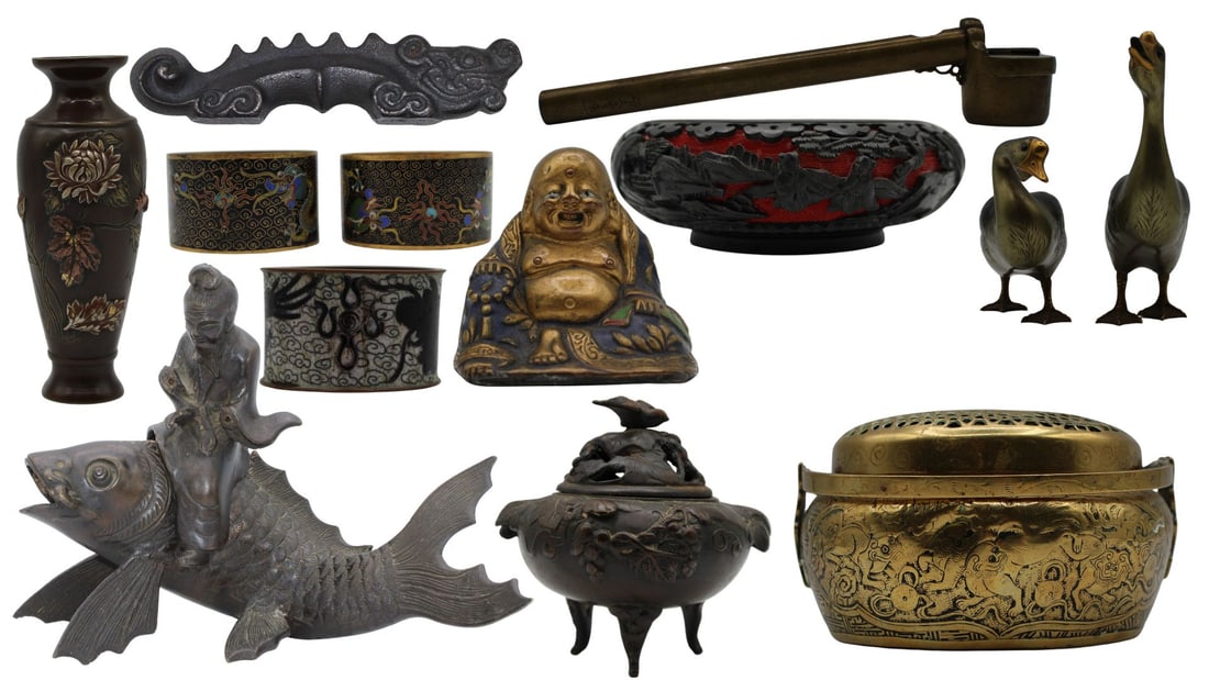 Grouping of (13) Chinese Bronze & Other Metal (1 of 20)