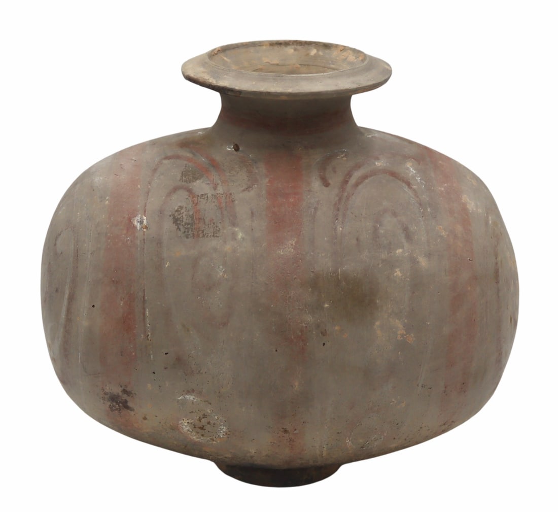 Chinese Paint Decorated Cocoon Jar.: By consignor provenance this was purchased through Shaia Auction in Orlando, Fl, and previously ex-Christie's. From a Sarasota, FL estate. Dimensions: jar measures approx. 9.5" h.