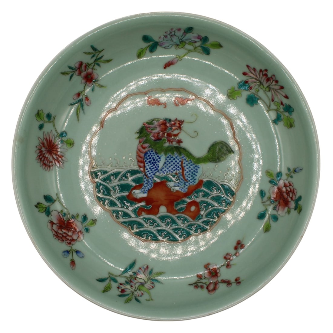 Chinese Porcelain Celadon Green Famille Rose Dish. (1 of 14)