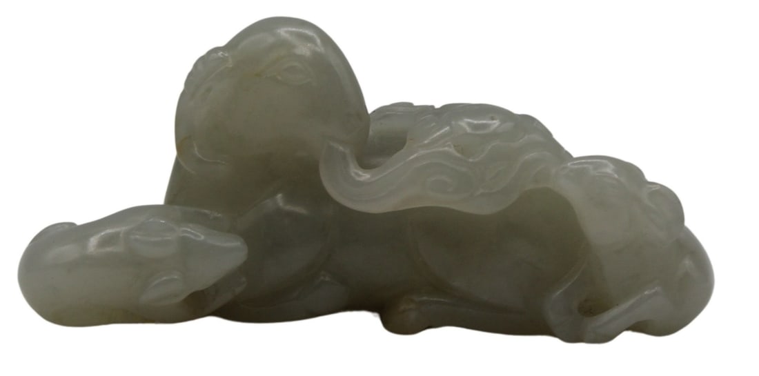 Chinese White Jade Carving of 3 Rams. (1 of 11)
