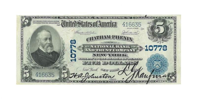1902 $5 Chatam Phenix NY Charter #10778 Fr. #606 (1 of 2)