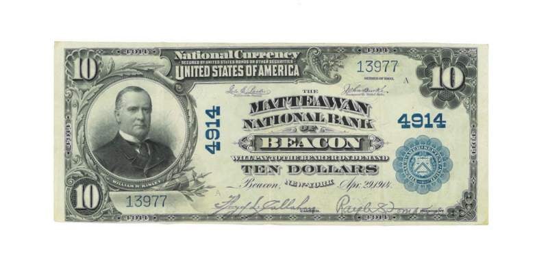 1902 $10 Matteawan National Bank Beacon NY (1 of 2)
