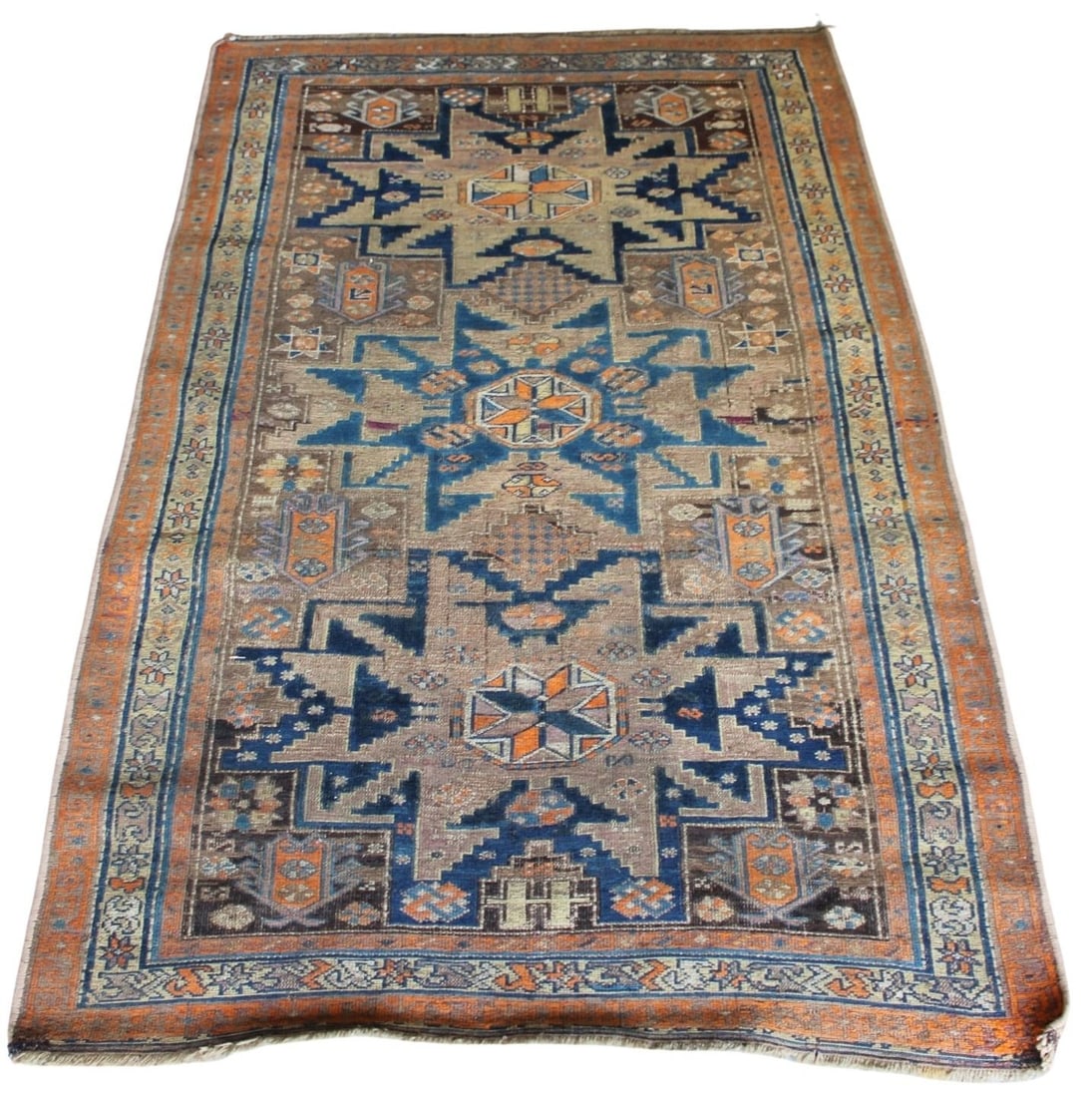 Vintage and Finely Hand Knotted Kazak Style Rug.: From a Greenwich CT estate. - Dimensions: 3ft 2" x 5ft 2"