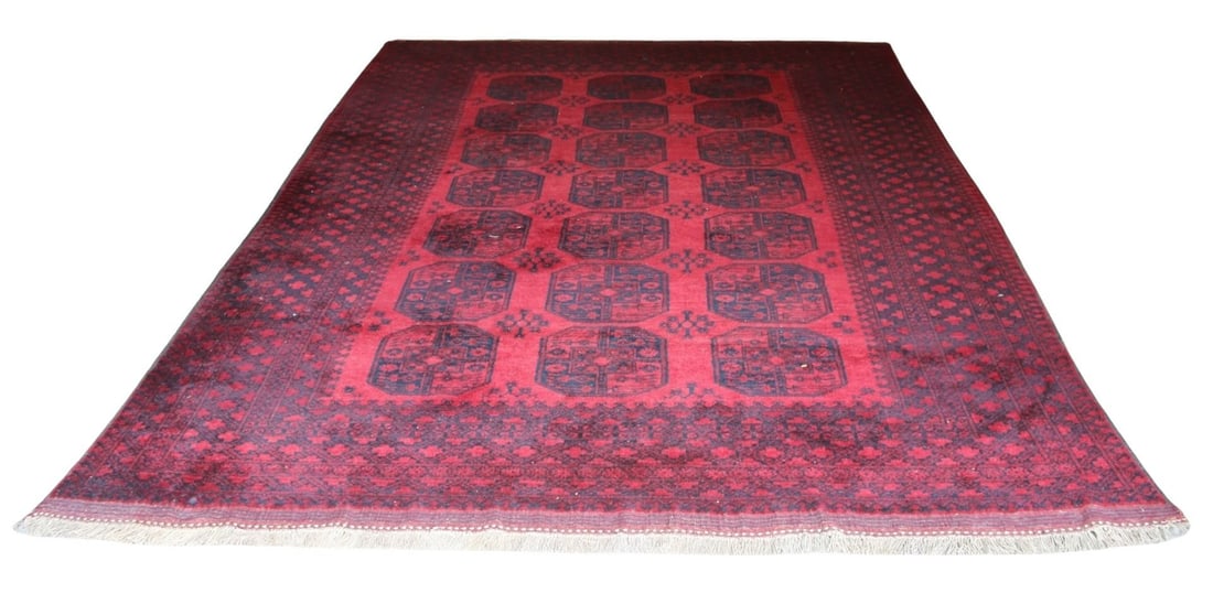 Vintage & Finely Hand Knotted Bokhara Carpet.: A nice room size bright carpet with a nice pattern. From a Greenwich, CT collection. - Dimensions: 7ft 5" x 11ft 1"