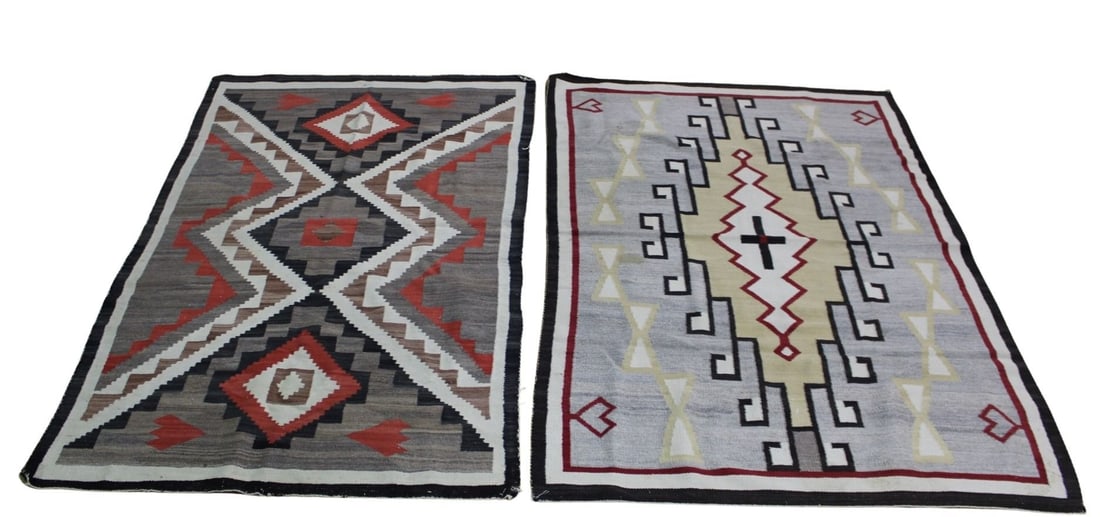 Lot of 2 Antique Navajo Rug.: From a Greenwich, CT estate. - Dimensions: 6ft 9" x 4ft 7" & 4ft 1" x 6ft 10".