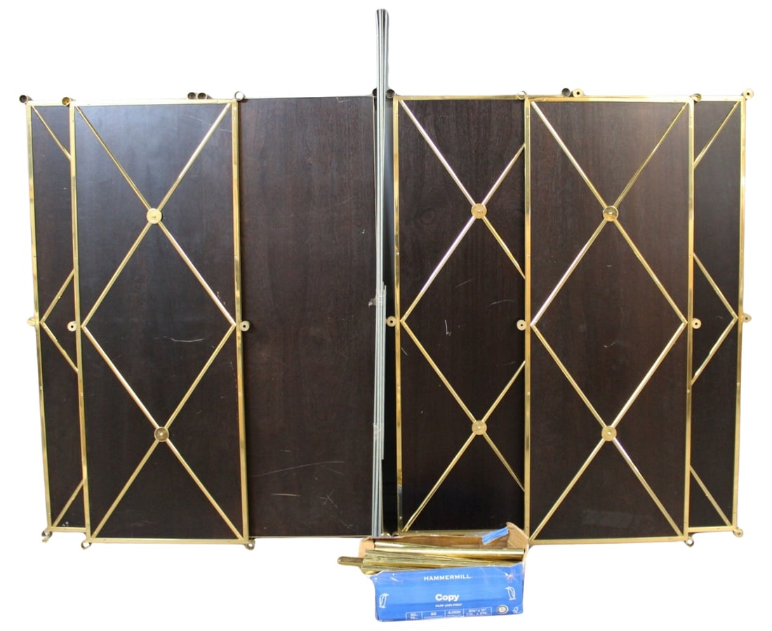 Jansen Manner Gilt Brass Multi-shelf Etagere AS IS: A large lot of parts for a bookcase from the same estate as the example shown in an image here we sold on March 8th, 2026. Not guaranteeing that all parts are present. From a Bronx, NY estate.