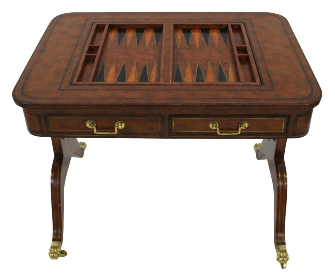 Maitland Smith Game Table.: Top flips over. From a Rye NY estate. - Dimensions: 29.5" h x 37" w x 26" d
