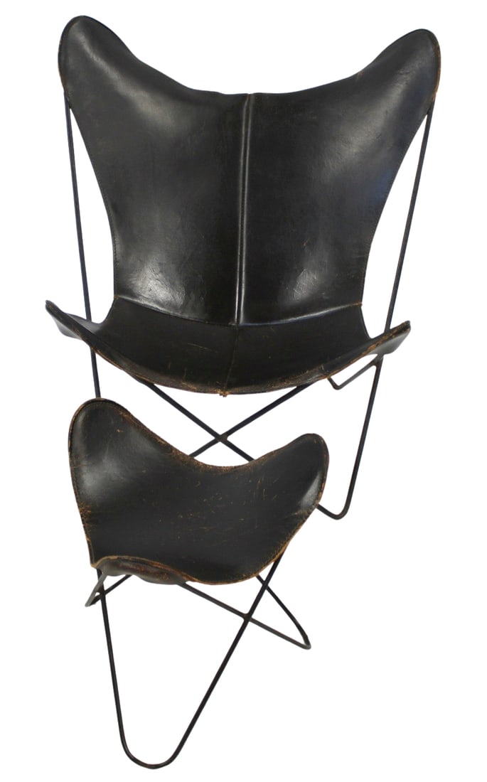 Hardoy, Bonet, & Kurchan Butterfly Chair.: Metal and leather, circa 1960. From a Bronxville NY estate. - Dimensions: 37"h x 31"w x 31.5"d