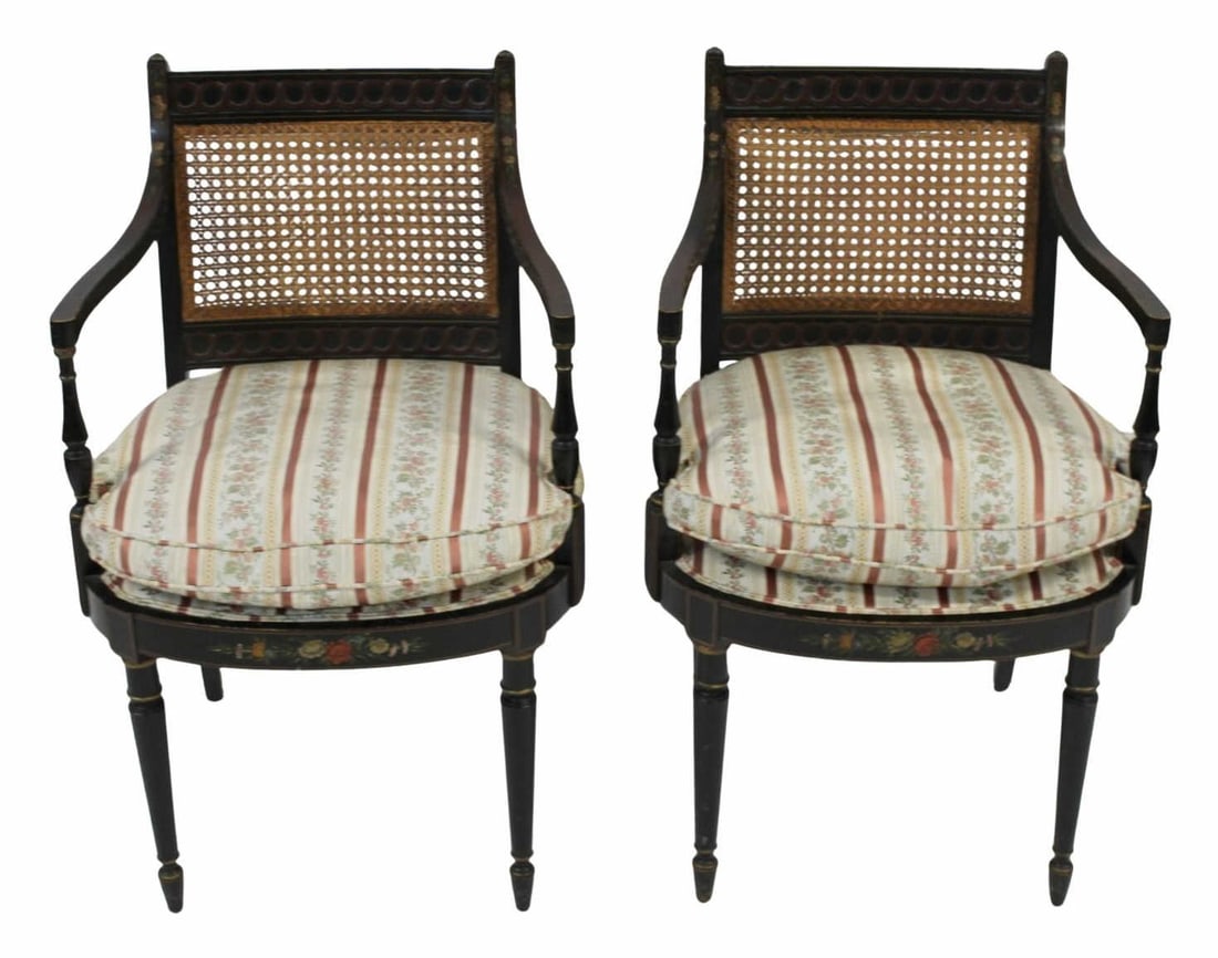 Pair of Regency Style Cane Back Chairs. (1 of 8)