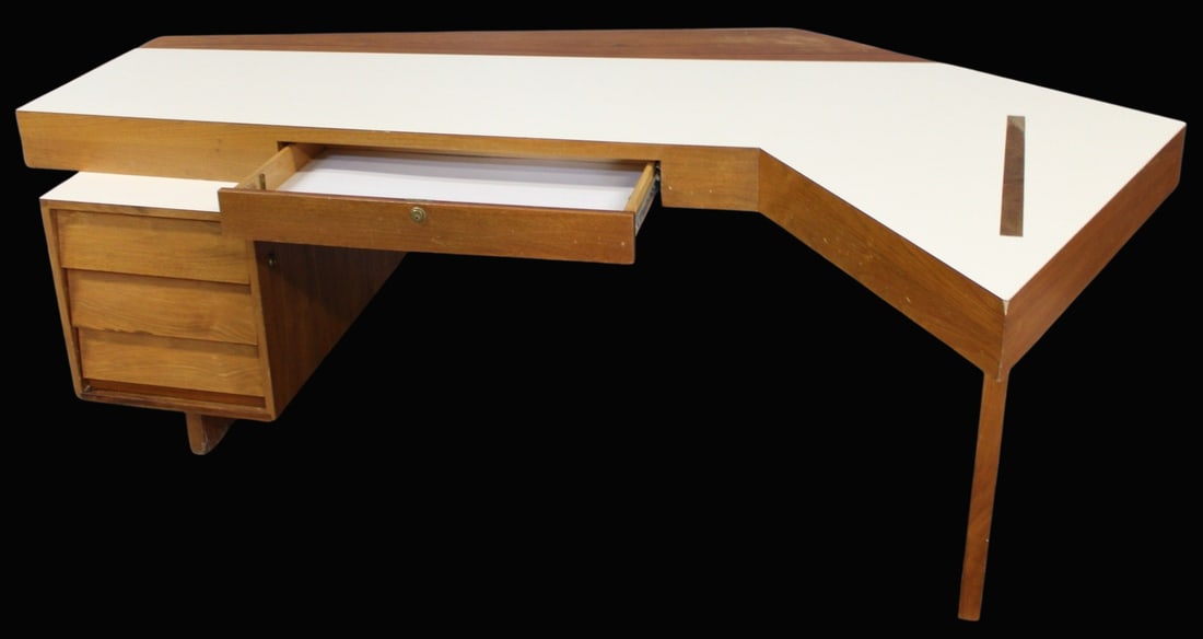 Midcentury Desk Shaped Laminate Top Desk. (1 of 10)