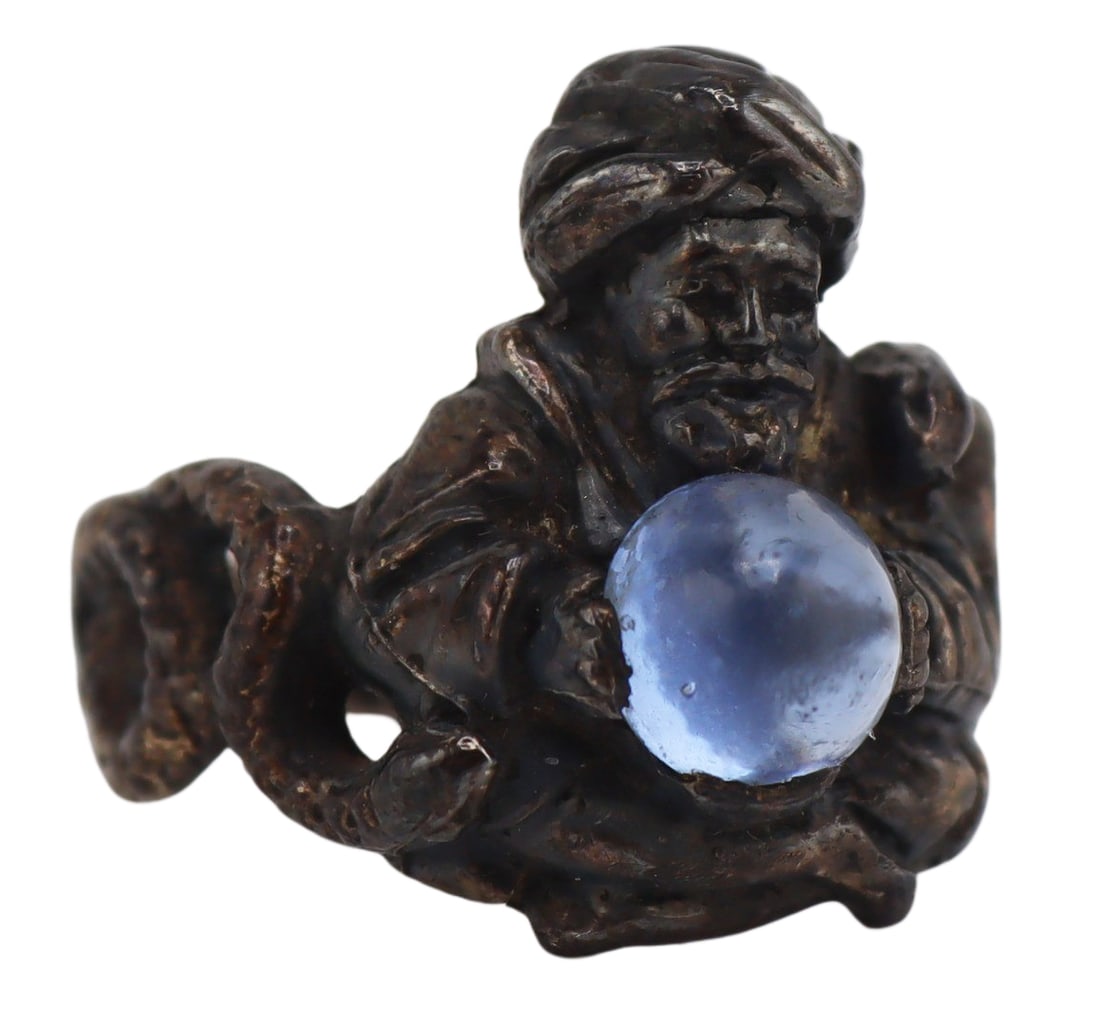 JEWELRY. Sterling 'Fortune Teller' Ring with Gem. (1 of 11)
