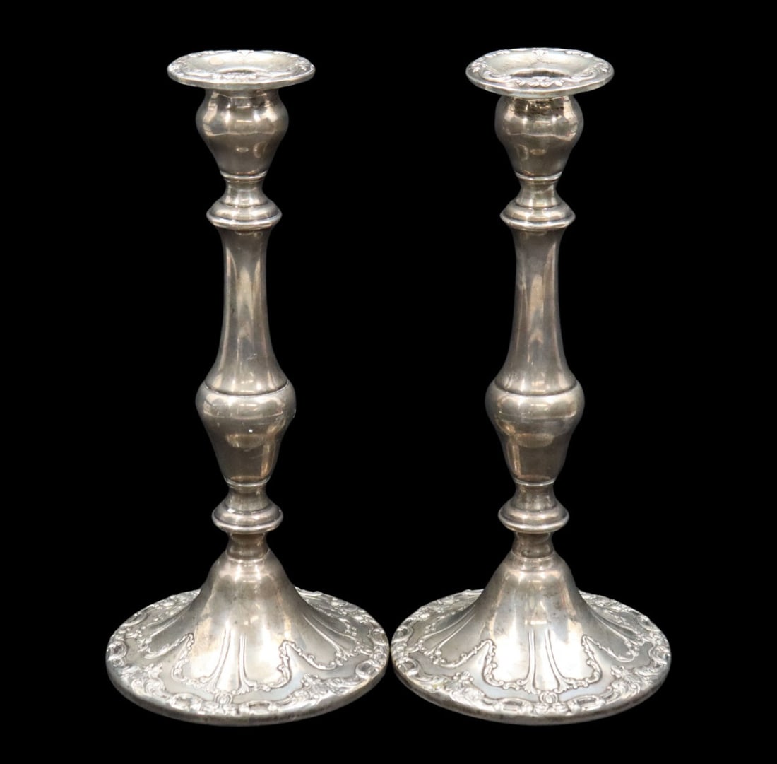 SILVER. (3) Pair Assorted Silver Candlesticks. - 5