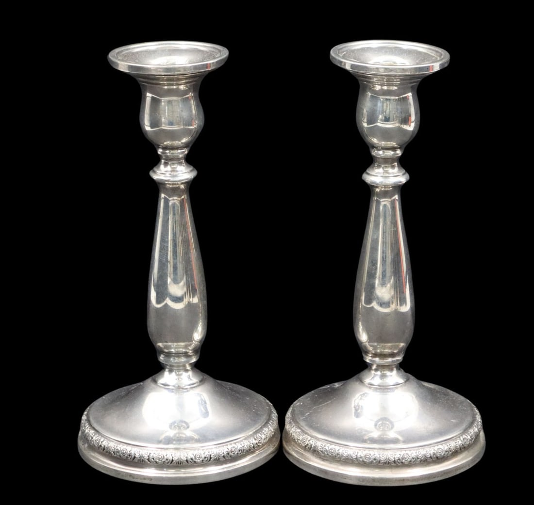 SILVER. (3) Pair Assorted Silver Candlesticks. - 7